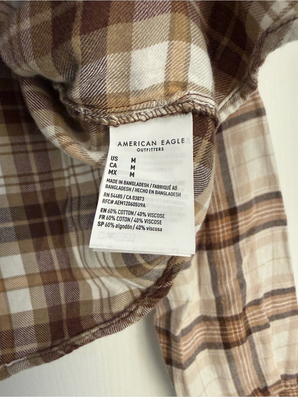 American Eagle Outfitters Brown Multi Plaid Patchwork Button-Down Shirt - Picture 4 of 5